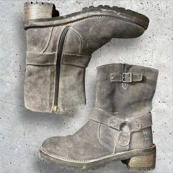 ROAN by Bed Stu Emerson Grey Suede Rust 7.5M Moto Motorcycle Soft - Picture 11 of 13